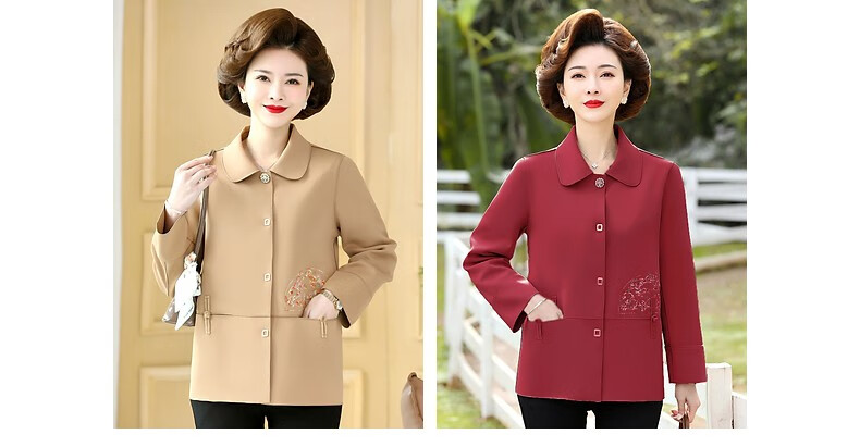 QIUFULUO 2026 Mom's Spring New Fashion Jacket Chinese Style Middle-aged and Elderly Women's Spring and Autumn Coat for 50s and 60s Stylish Clothing 9