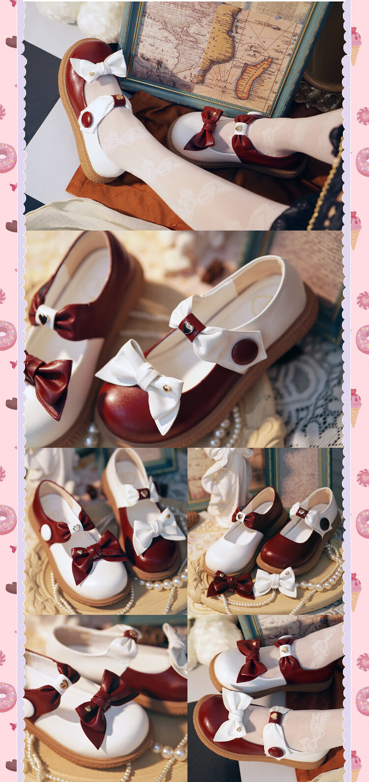 现货泡芙女孩创ita鸳鸯拼色洛丽塔可爱大圆头娃娃平底女单鞋 黑色现货