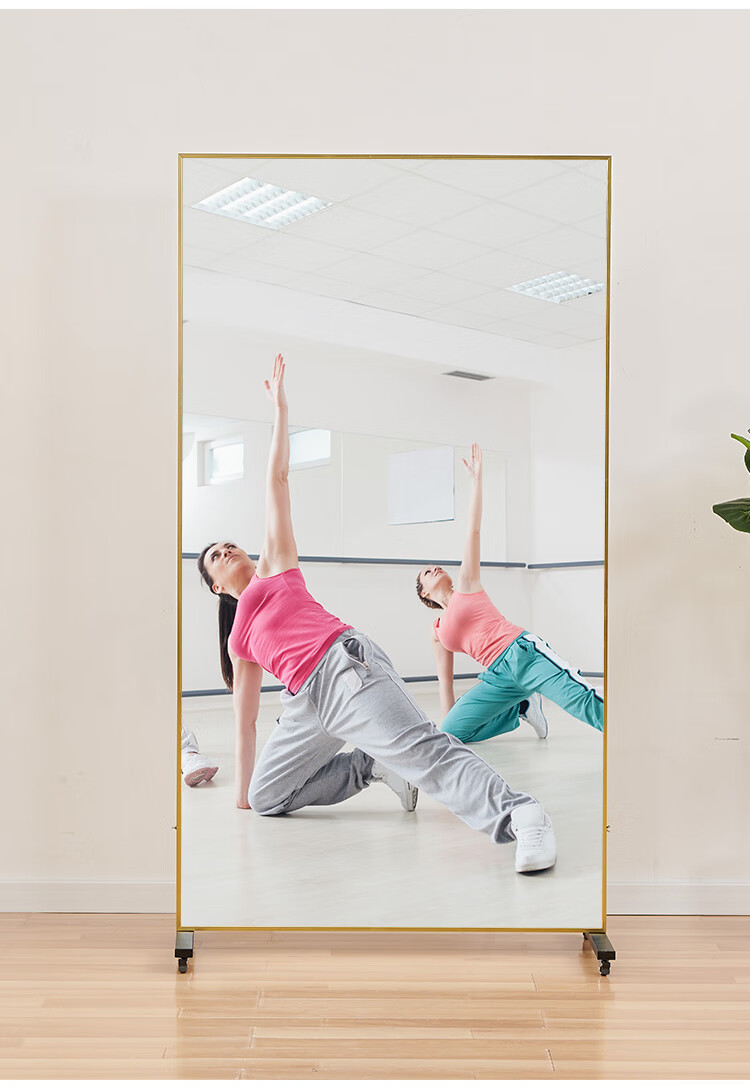 德豪光 可移动舞蹈镜带轮子落地镜家用镜子全身穿衣镜瑜伽健身练功房