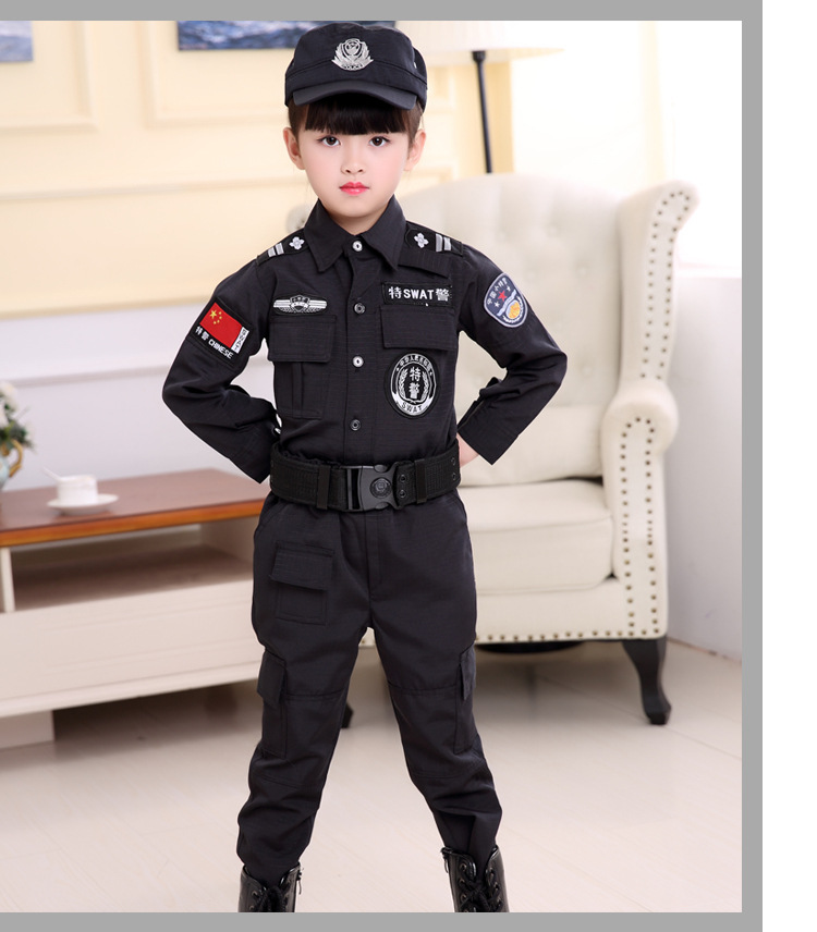 valor man儿童警官演出服特种警察套装男女童特种警察服儿童小特种