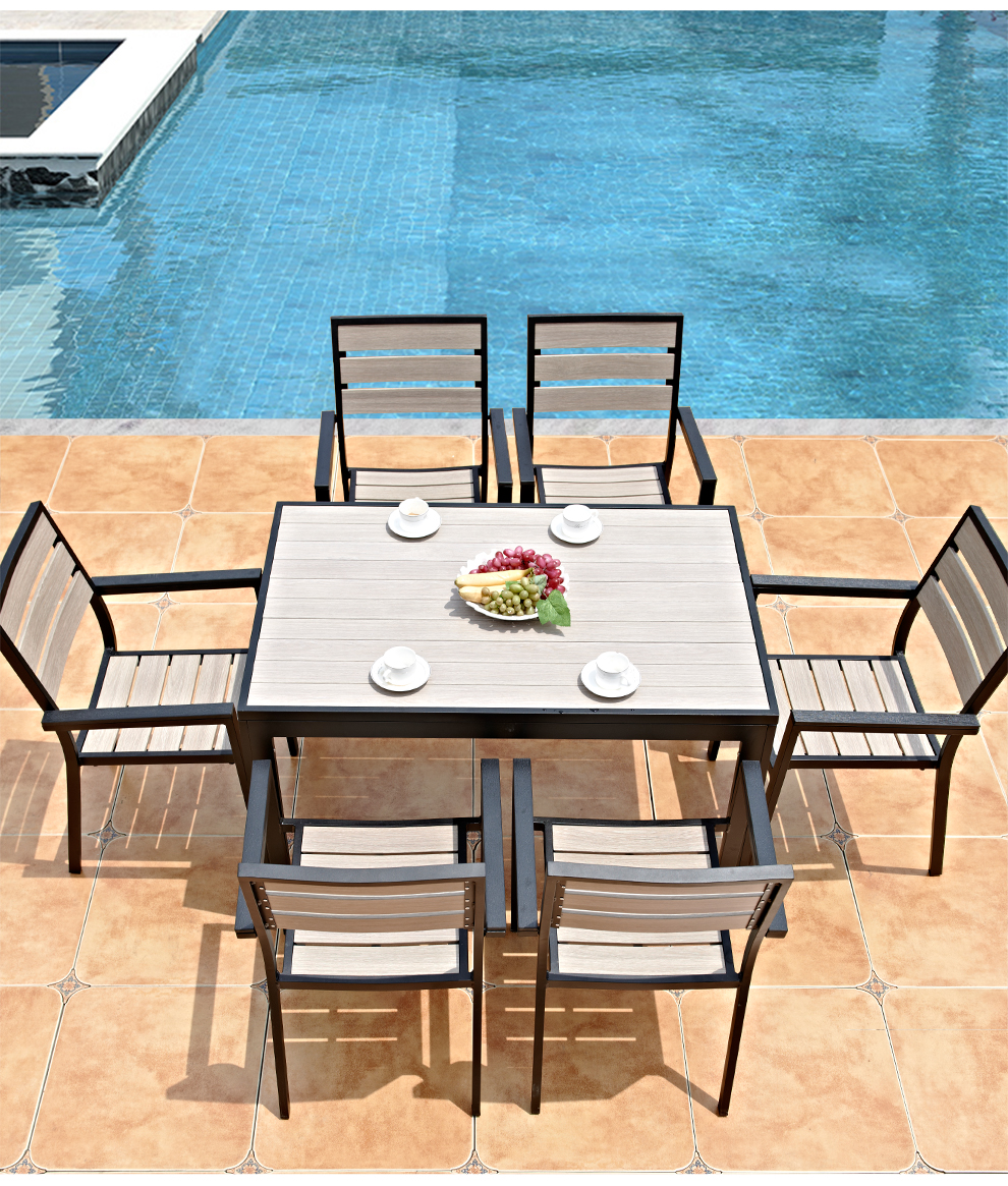 酷轩 户外桌椅室外庭院餐桌别墅现代简约露天阳台休闲铁艺桌椅组合