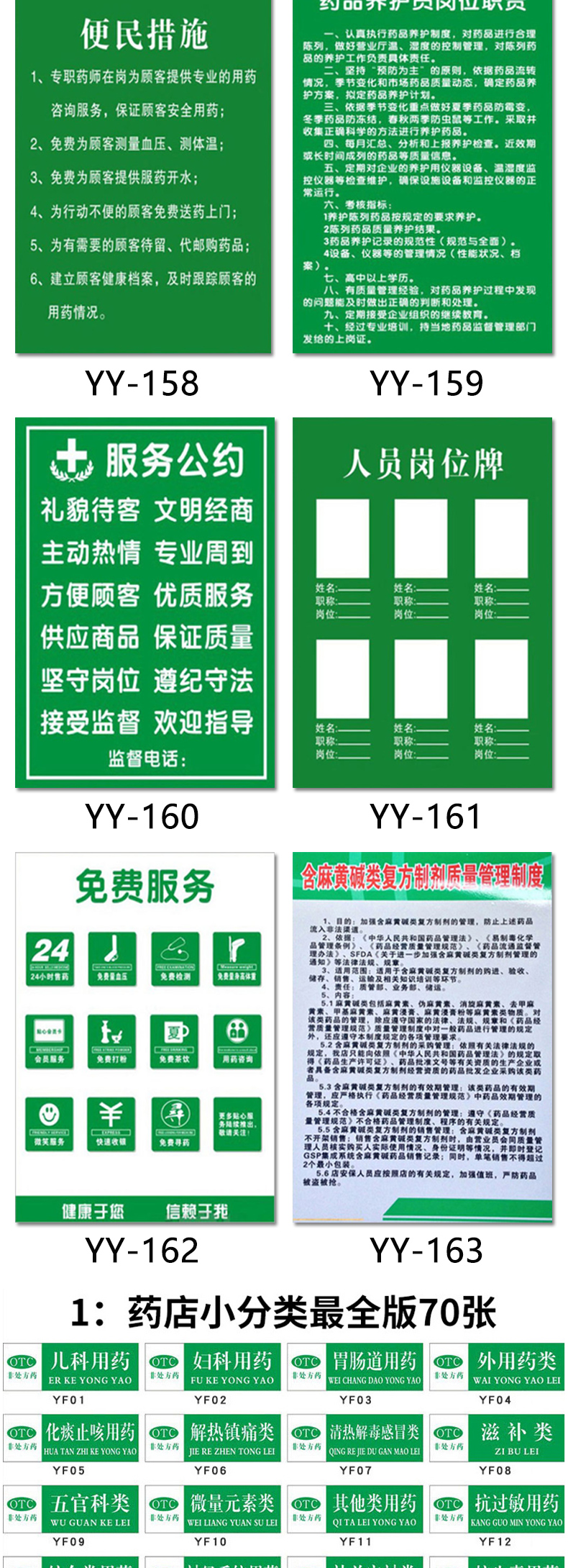 药房药品养护岗位职责服务公约人员岗位便民措施友情告示大药房诊所