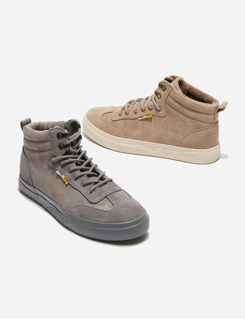 热风男鞋hotwind2019新款秋冬男士时尚休闲鞋高帮靴男鞋 08杏色 42正