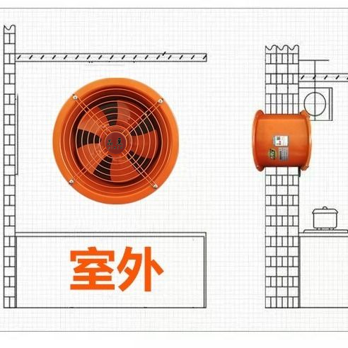 强力排气扇圆筒管道风机工业线换气扇厨房抽油烟高速轴流风机 8寸高速