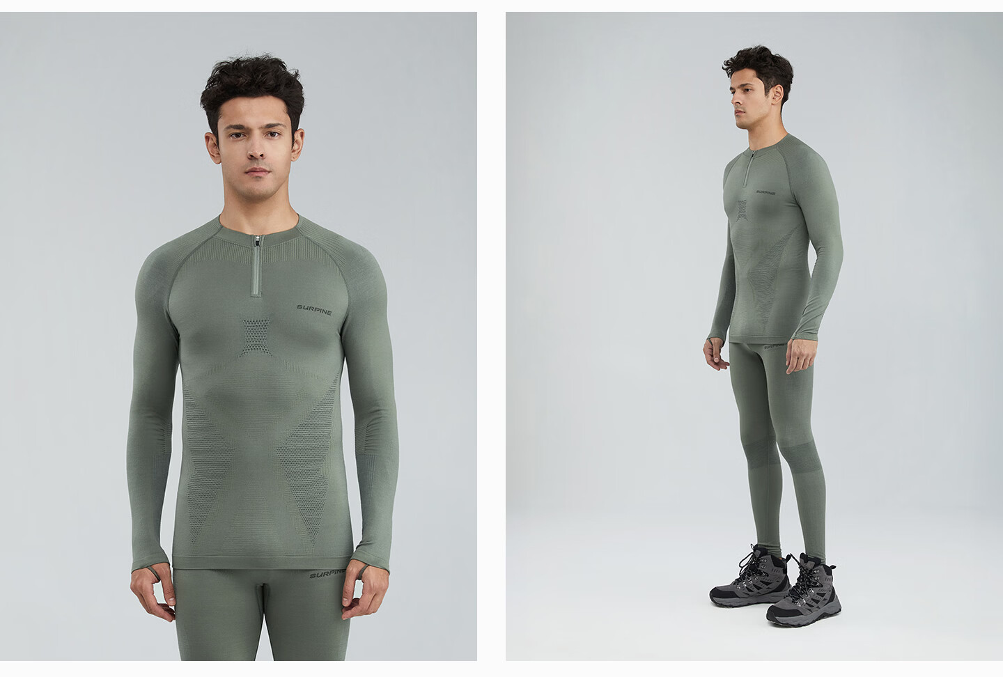 SURPINE Lingfeng Series Merino Wool Quick-Dry Sweat-Wicking Thermal Men's Outdoor Hiking Shirt Machine Washable 20
