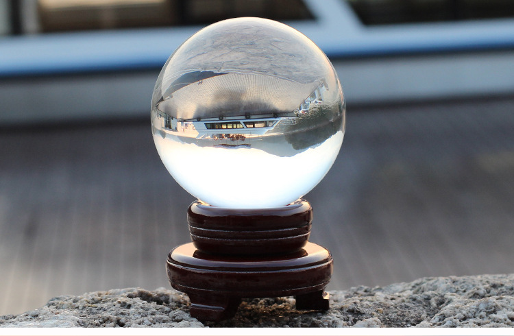 s透明白水晶球摆件安宅玄关客厅书房办公桌水晶风水球摆件装饰中秋节