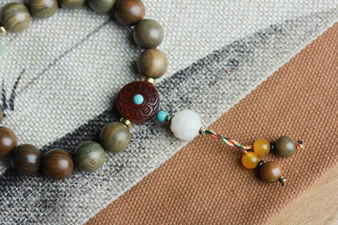 檀香木阿根廷玉檀木单圈手链文玩木质饰品礼物礼品 绿檀手串【图片