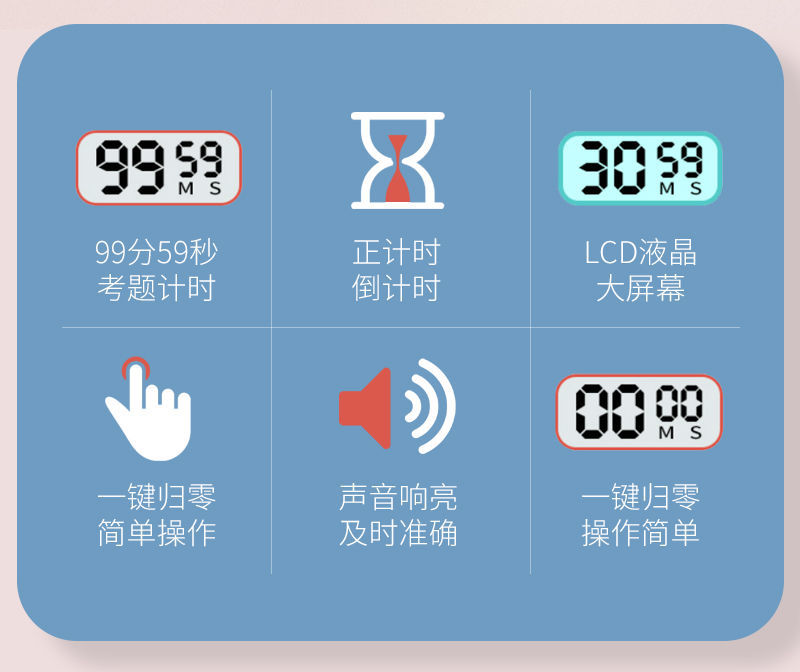 迈乐佳 计时器厨房定时器学生刷题考研学习烘焙烹饪提醒器秒表自律 1个装【颜色随机】