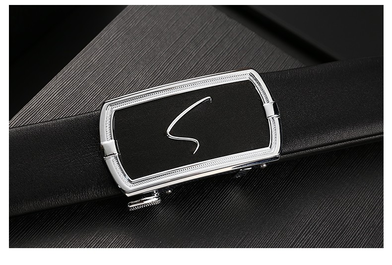 satchi沙驰皮带男时尚s自动扣头层牛皮皮带正装高档腰带礼盒圣诞节