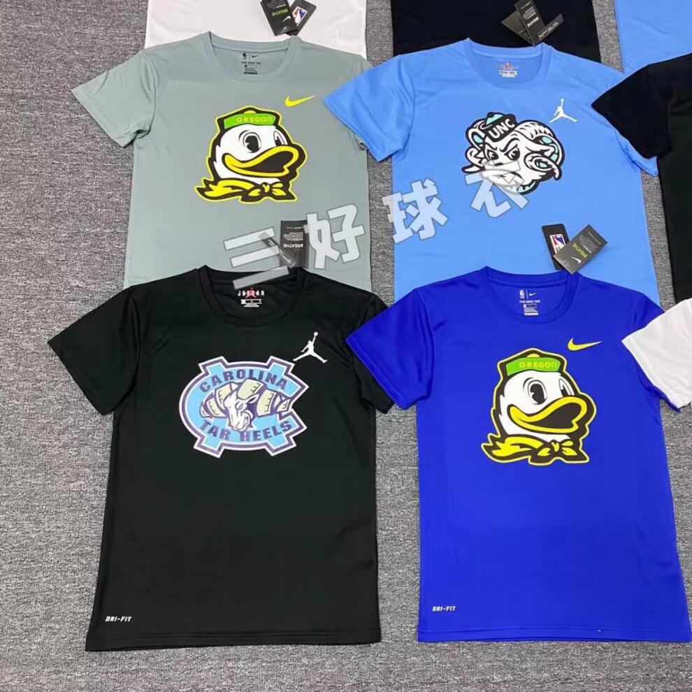 nacc俄勒冈大学鸭子速干短袖t恤北卡冈萨加篮球热训练投篮服男 鸭子