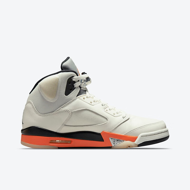 耐克nike air jordan 5 aj5黑白橙扣碎男子高帮篮球鞋 dc1060-100 45