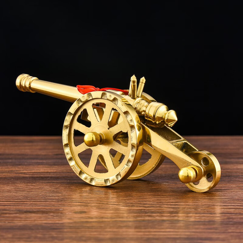 黄铜大炮模型办公室桌面摆件创意现代橱窗手工艺礼品时尚 12寸铜大炮