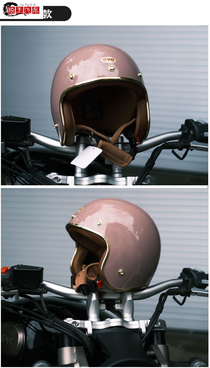 哈雷复古头盔evo四分之三盔姜戈vespa踏板男女ra安全帽骑行机车骑士