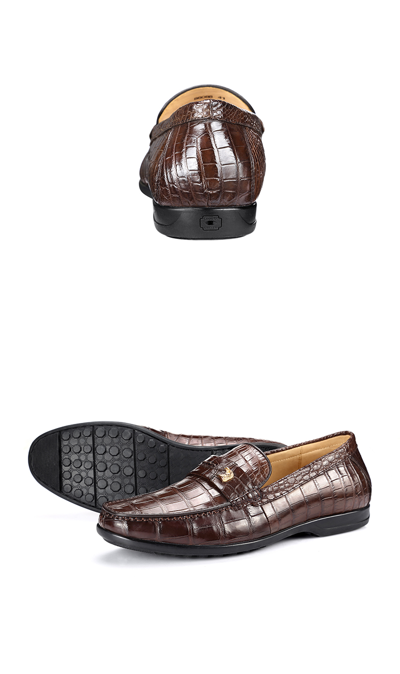 汉兰特鳄鱼皮皮鞋男休闲舒适皮鞋高档肚皮豆豆鞋舒适耐磨一脚蹬男皮鞋