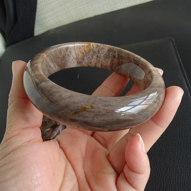 香港言和专柜树化石手镯 硅化木化玉白树化玉手镯 木化石实物送证书