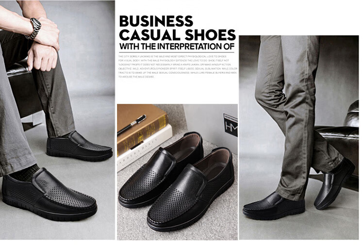 EGCHI Business Casual Shoes for Men, Leather Slip-On Shoes, Top-Grain Cowhide, Middle-Aged Footwear, 36274 All-Season Style, Size 40 36