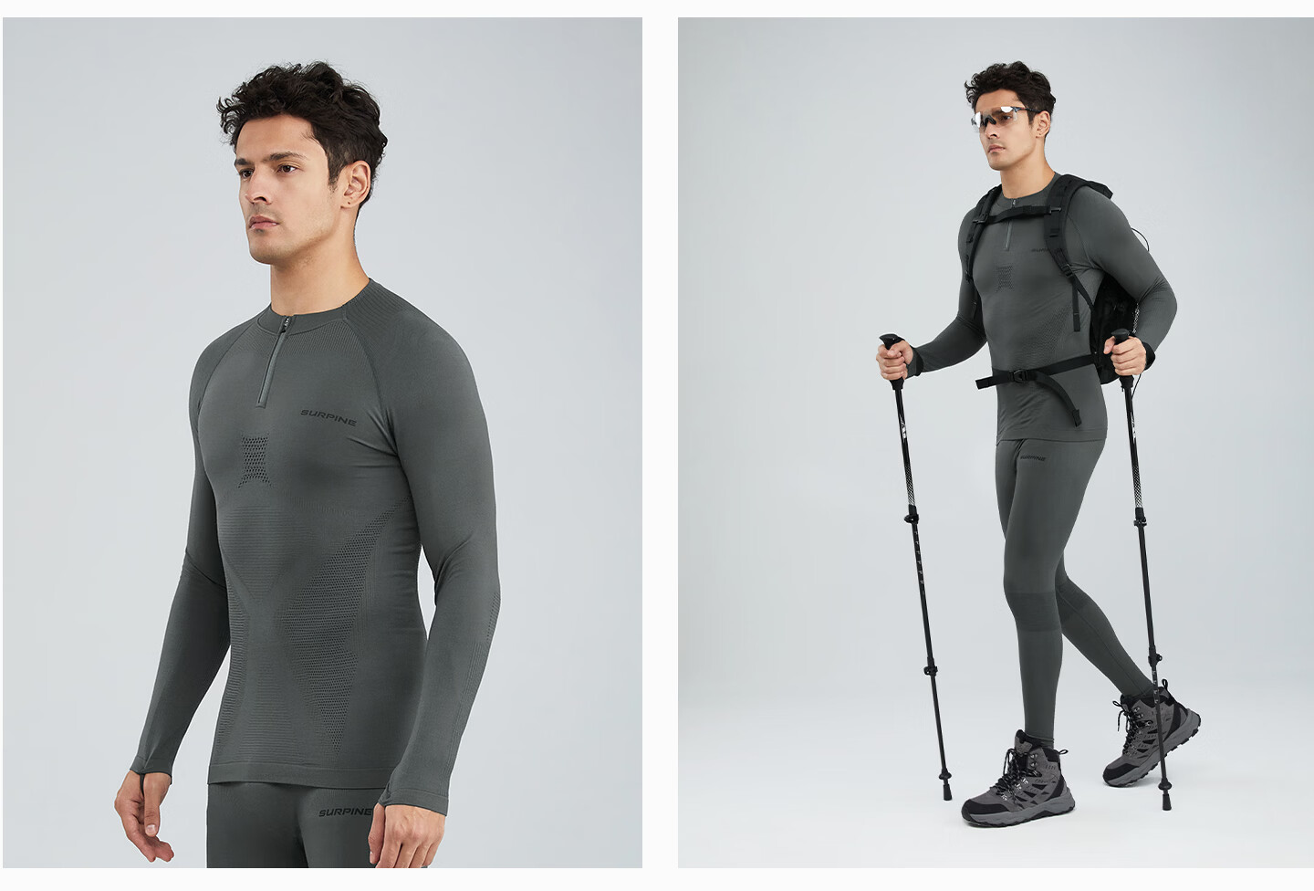SURPINE Lingfeng Series Merino Wool Quick-Dry Sweat-Wicking Thermal Men's Outdoor Hiking Shirt Machine Washable 18
