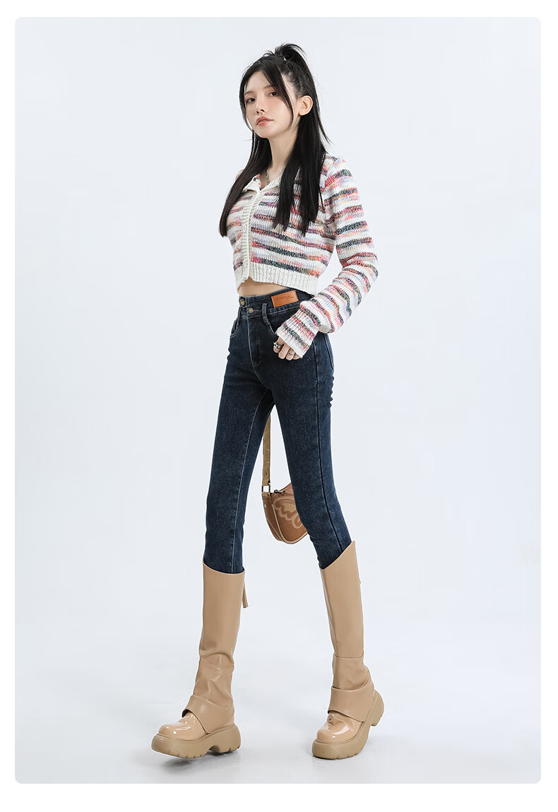 Romon High Waist Slim Fit Women's Summer Skinny Stretch Black Denim Pencil Pants Size 31 15