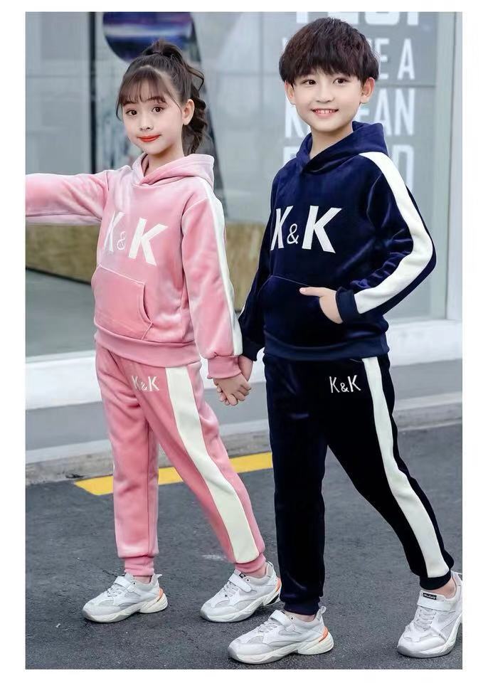 衣服女童kk战服卫衣运动套装加加厚儿童队服男童童装 kk战队衣服 黑色