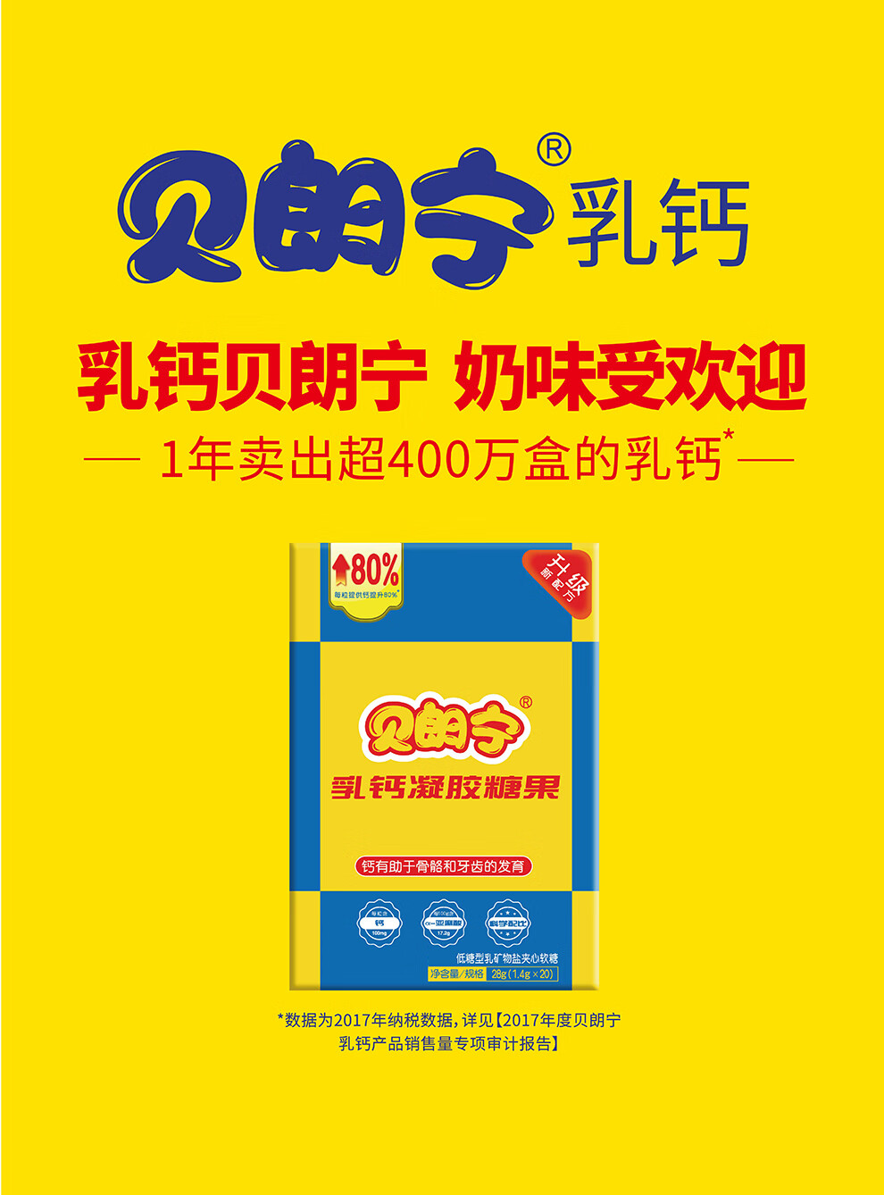 修正 贝朗宁乳钙凝胶糖果(低糖型乳矿物盐夹心软糖)孕妇成人儿童钙