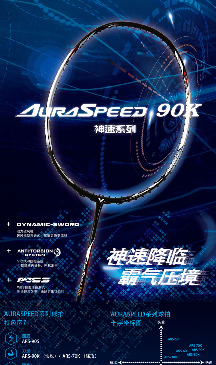 【官方自营精选】威·克多victor胜利神速超音速速度型羽毛球拍ars-90