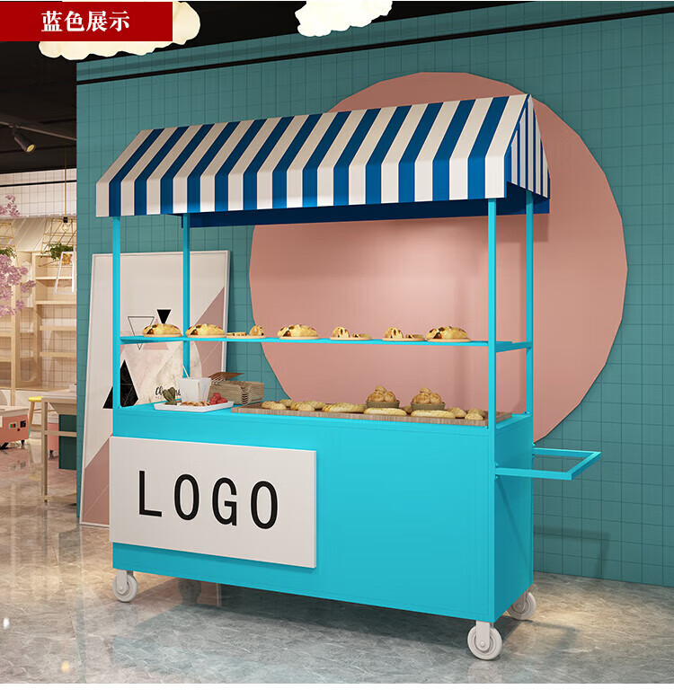 手推摆摊车夜市小推车户外商场小吃车可移动花车地摊卖货餐车铁艺