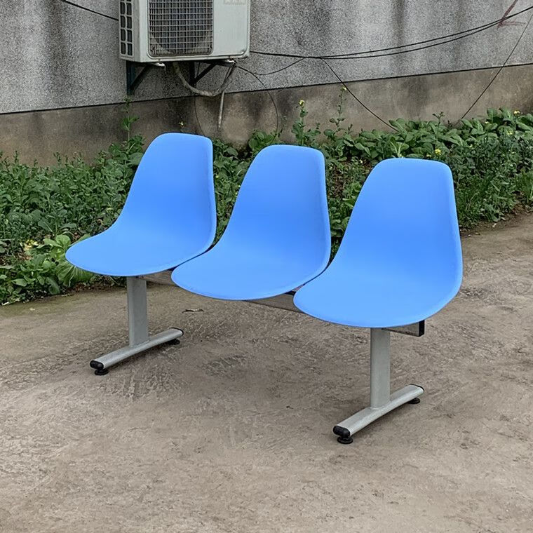 可狄塑料连排椅橙色网红排椅超市休息椅医院三人位输液椅车站公共座椅