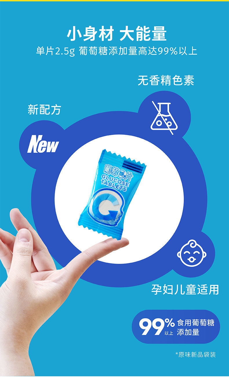 【美生唐】葡萄糖片 高纯度补充糖果 口服食用小零食 【3袋】原味3袋