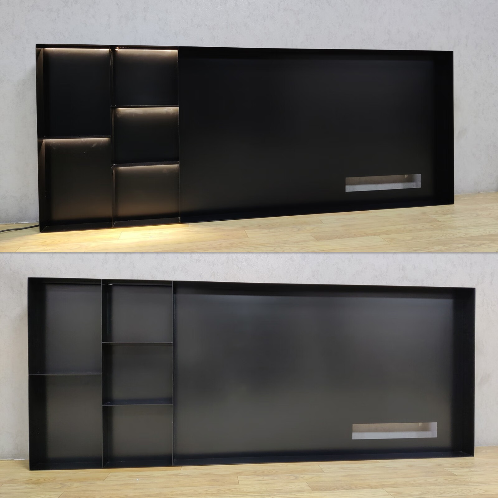 不锈钢电视壁龛嵌入式置物架背景墙壁柜金属定制轻奢收纳入墙壁龛 黑