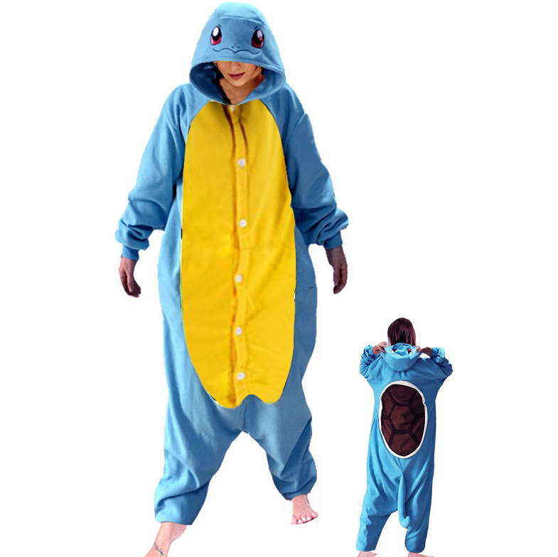 誉静 杰尼龟睡衣 杰尼龟卡通连体睡衣成人加厚可爱法兰绒男女动物演出