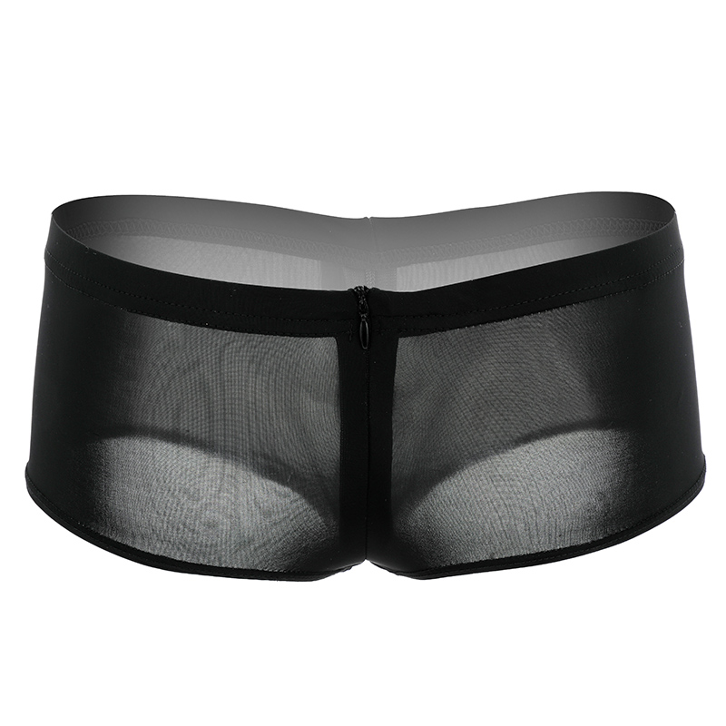 威乐思裆部拉链内裤开裆情趣冰丝三角裤性感爽滑免脱裤头低腰提臀裤头