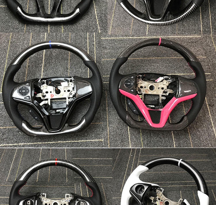 本田新飞度gk5方向盘改装 缤智hrv思域xrv锋范vezel改装碳纤维方向盘