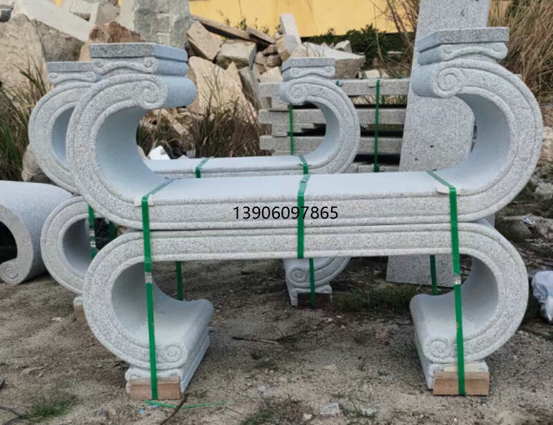 公园椅大理石 长条石凳庭院户外靠背椅天然石材公园石条凳广场大理石