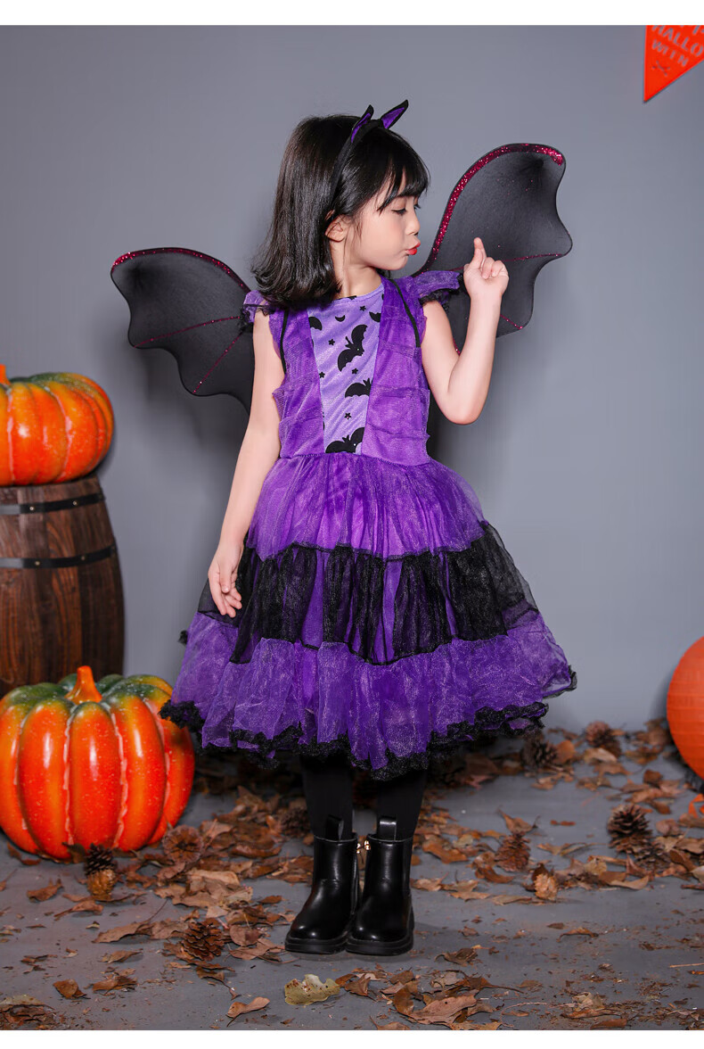 蝙蝠小女巫吸血鬼裙子女宝幼儿园魔女装扮套装 cos高贵吸血小公主m码
