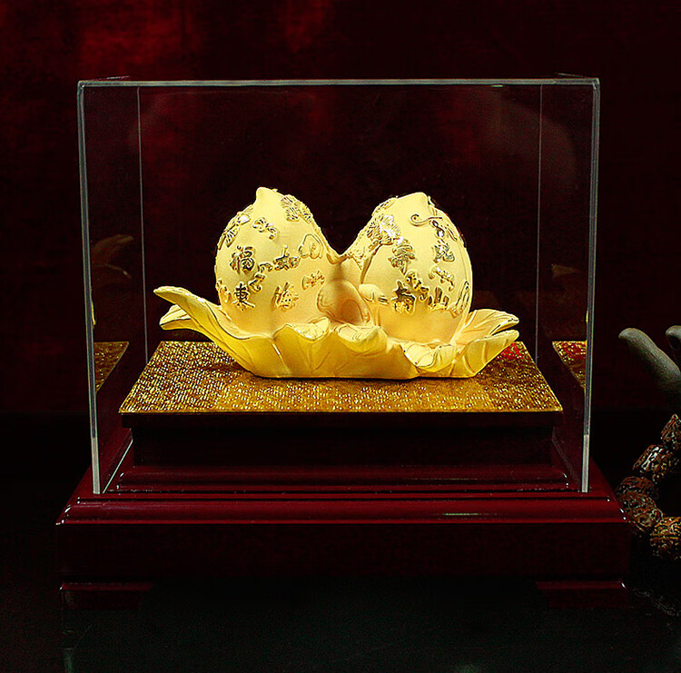 绒沙金镀金寿桃摆件长辈生日礼物祝寿过寿老人贺寿实用礼品 单寿桃