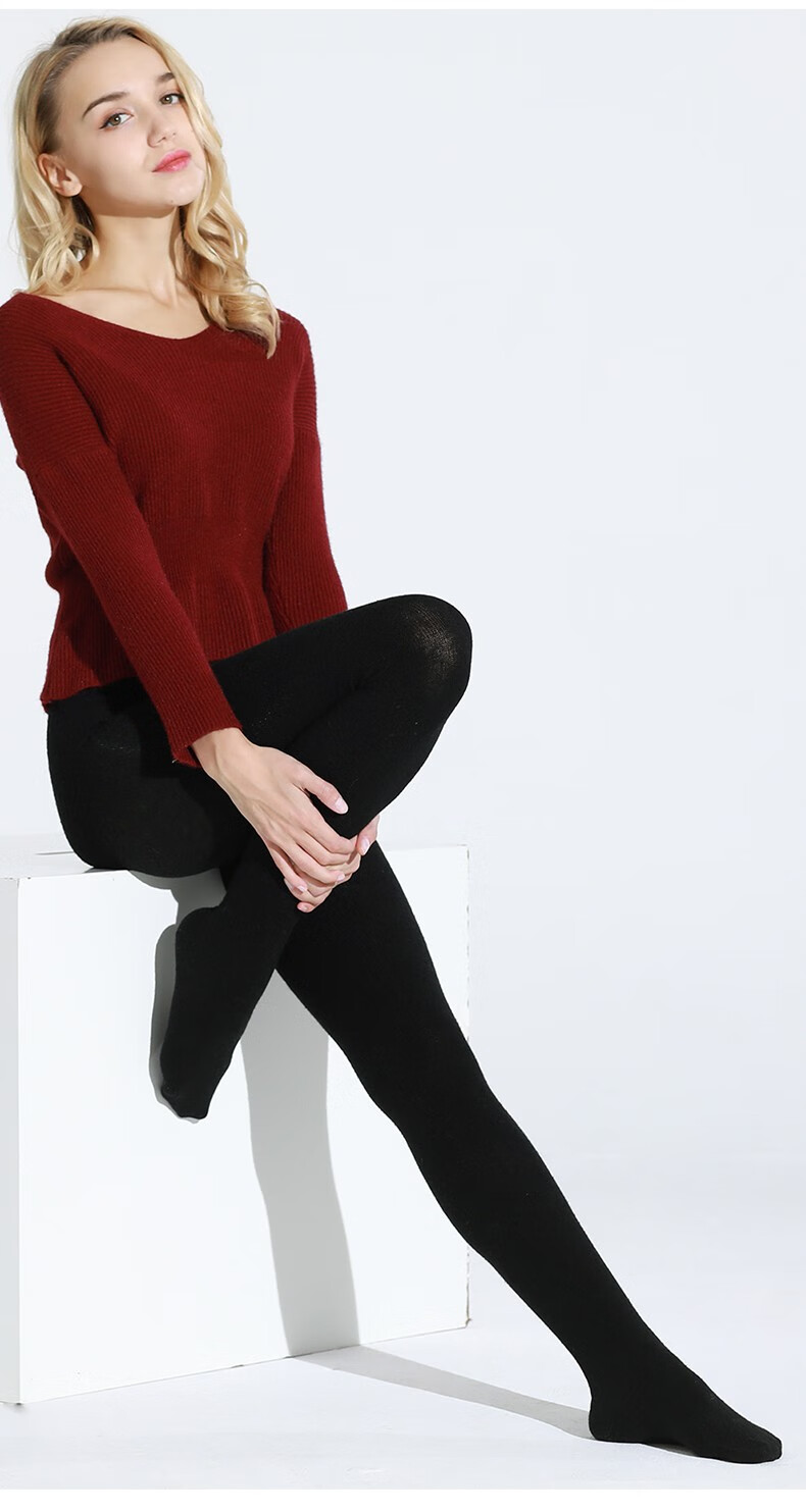 郡是gunze 日本袜子保暖连裤袜 女士 600d兔毛秋冬加厚纯色竖纹美腿