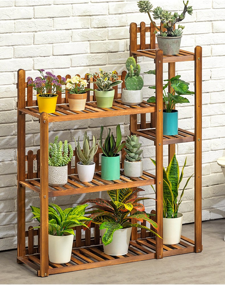 木马人实木花架客厅室内落地式盆栽欧式多层绿植花盆架鱼缸架简约阳台