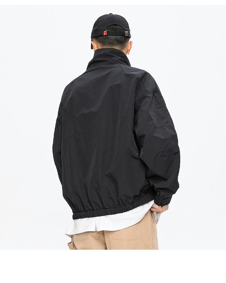 aape 官网猿人头夹克外套男秋季薄款宽松套头半拉链冲锋衣 军绿 s