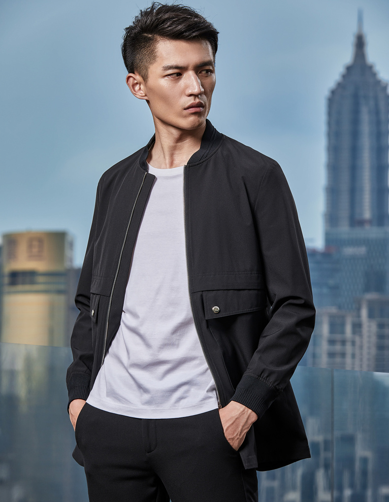 【a】劲霸奥莱男装夹克男秋季新品外套直筒廓形前卫时尚中长版茄克fkz