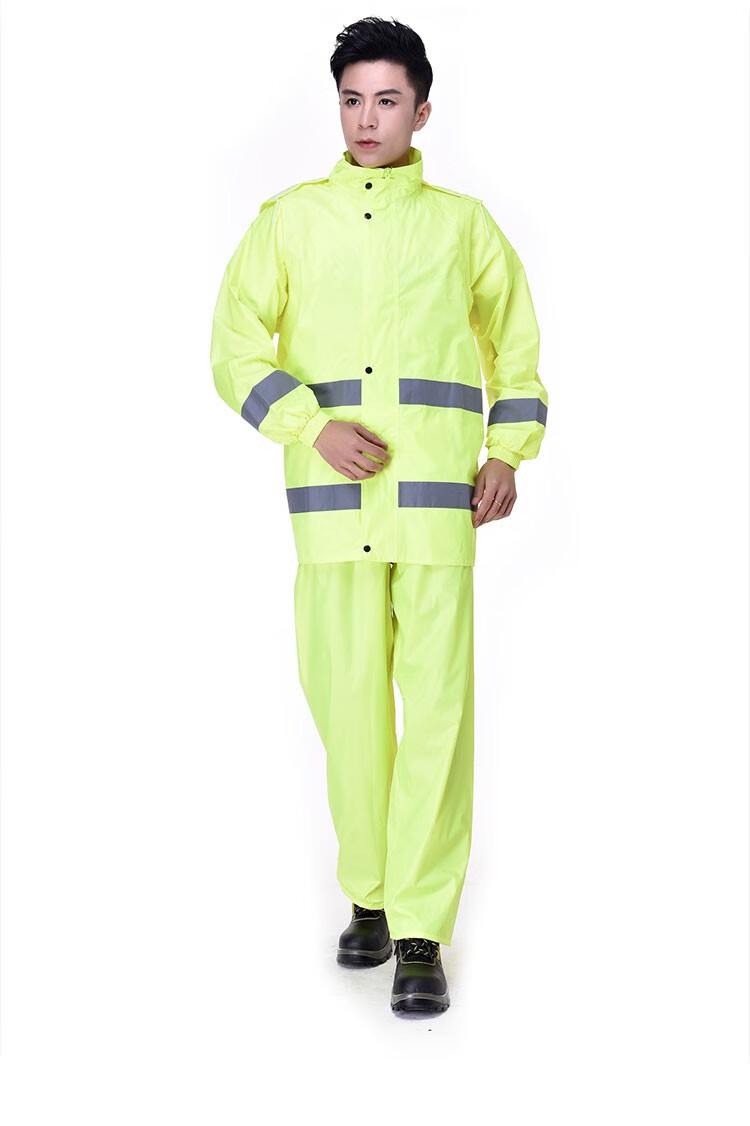 莺幻(清洁工雨天穿的)环卫工人雨衣雨裤套装男保洁橙色反光分体式交通