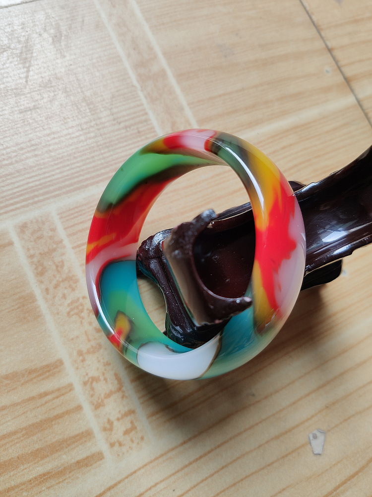 精品新疆天然a级金丝玉手镯加宽加厚飘花七彩玉石红手镯送礼带证书