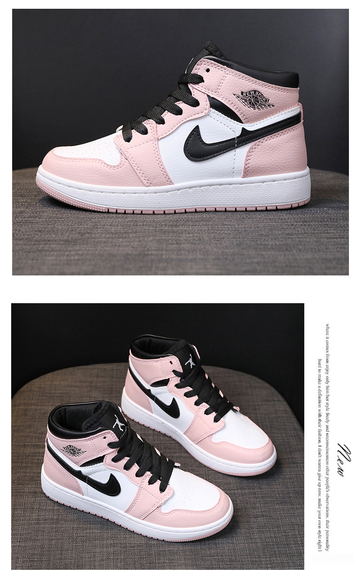 aj女鞋黑白熊猫高帮板鞋aj女鞋空军一号樱花粉官网联名情侣鞋子蓝色