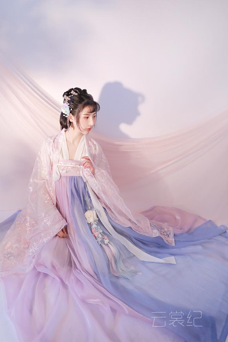 汉服女 古装正版成人学生春樱襦裙齐胸齐腰套装春夏 景柔上衣 襦裙