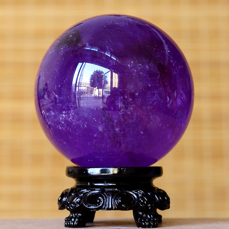 天然紫水晶球摆件 原石打磨居家办公客厅水晶装饰 礼品小球 11号