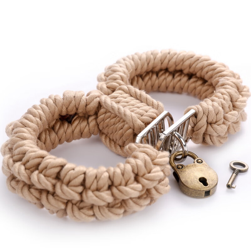 绳间道简易绳艺绳铐手铐脚铐 亚麻色红色黑色sm道具玩具 6毫米直径