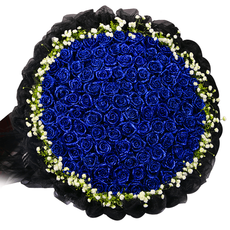 99朵蓝色妖姬礼盒蓝玫瑰花束送女朋友爱人表白鲜花速递同城花店杭州