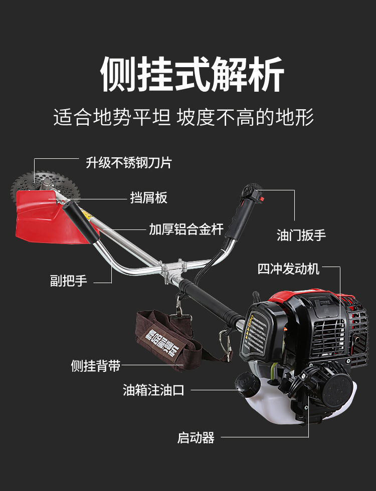 世量四冲汽油割草机背负式小型多功能锄草松土开沟农用微耕机开荒神器