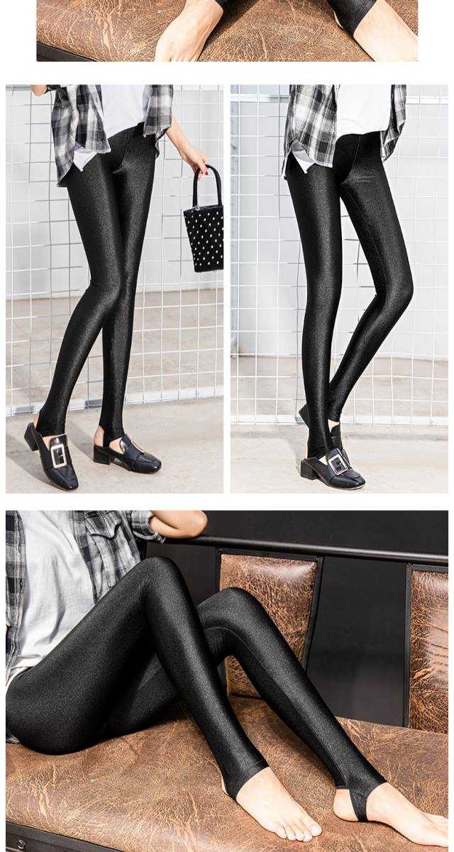 春夏季薄款冰丝打底裤女士光泽裤紧身弹力显瘦踩脚长裤薄款显瘦升级