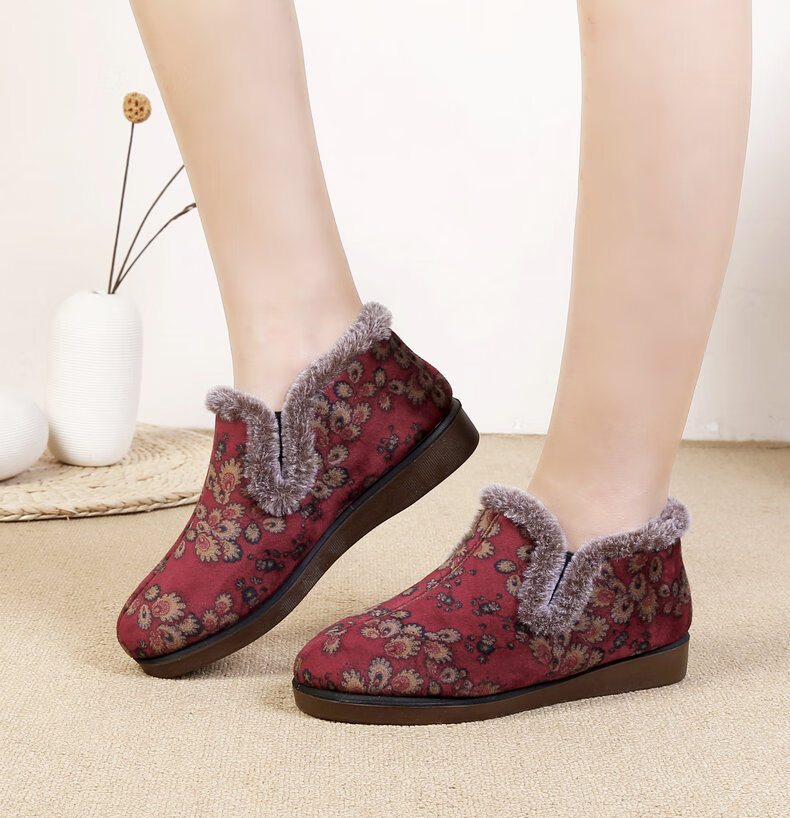 福顺冬季新款老北京布鞋软底防滑中老年妈妈鞋厚底舒适高帮加厚保暖女