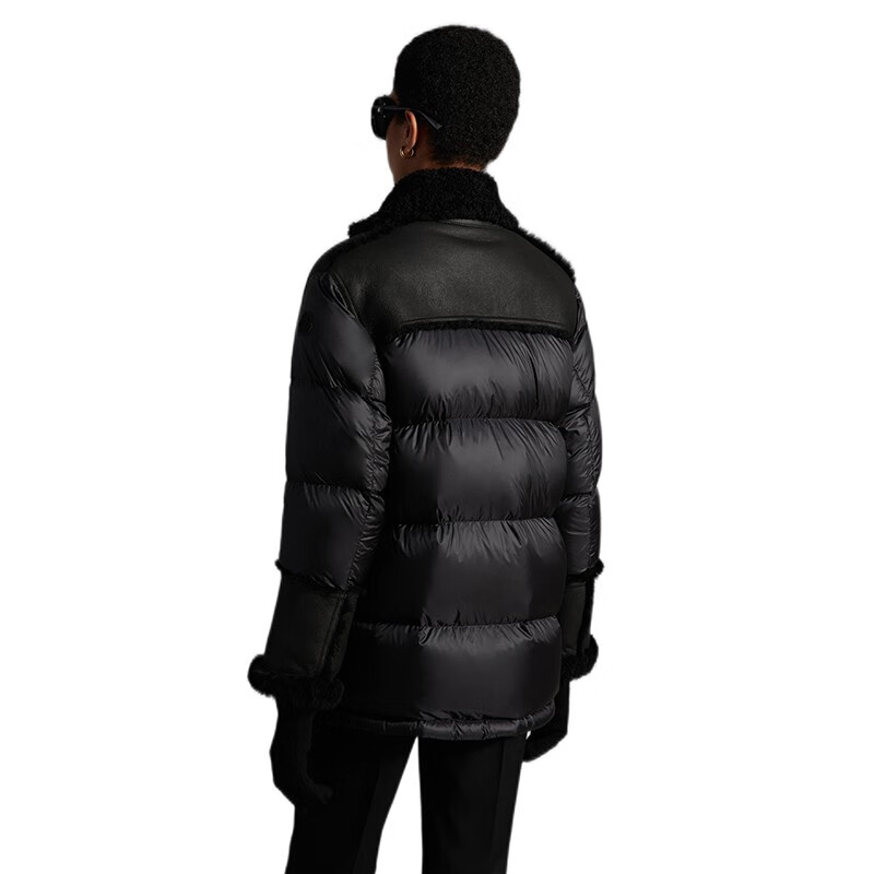moncler/蒙口2022秋冬新款女装ilay时尚柔软长袖翻领羊皮羽绒服 黑色
